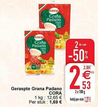 Cora Geraspte grana padano cora aanbieding