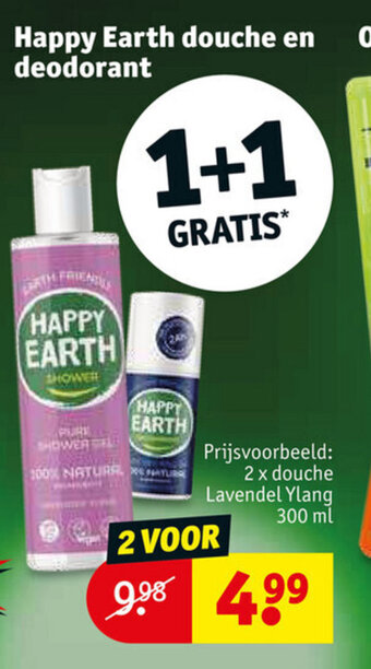 Kruidvat Happy Earth douche en deodorant 1+1 gratis aanbieding