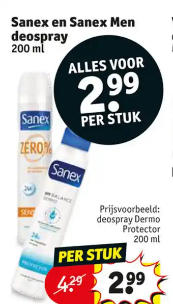 Kruidvat Sanex en Sanex Men deospray 200 ml aanbieding