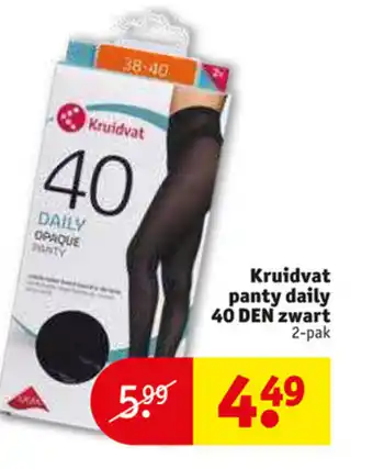 Kruidvat panty daily 40 DEN zwart 2-pak aanbieding