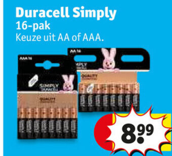 Kruidvat Duracell Simply 16-pak aanbieding