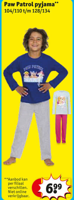 Kruidvat Paw Patrol pyjama 104/110 t/m 128/134 aanbieding