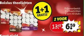 Kruidvat Bolsius theelichten 1+1 gratis aanbieding
