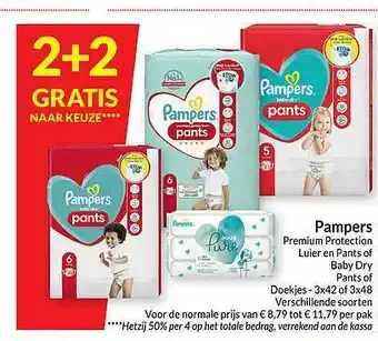 Intermarché Pampers premium protection luier en pants of baby dry aanbieding
