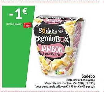 Intermarché Sodebo pasta box of cremio box aanbieding