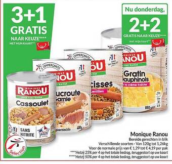 Intermarché Monique ranou bereide gerechten in blik aanbieding