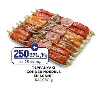 Teppanyaki zonder noedels en scampi