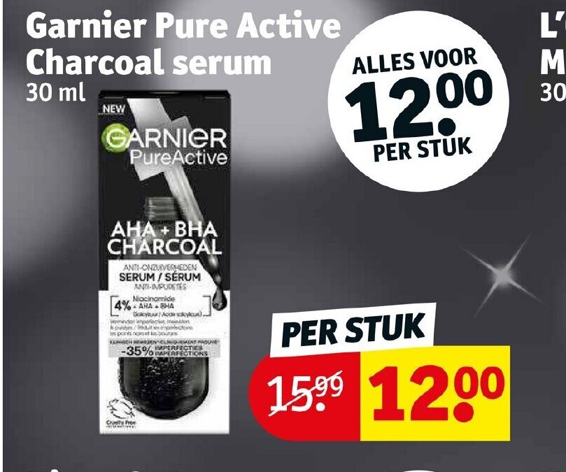 Garnier Pure Active Charcoal serum 30 ml promotie bij Kruidvat