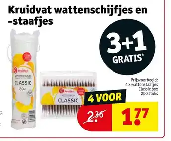 Kruidvat Wattenschijfjes en-staafjes 3+1 gratis aanbieding