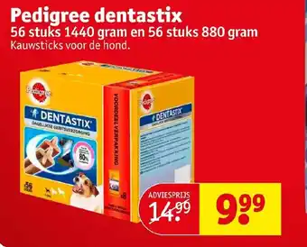Kruidvat Pedigree dentastix 56 stuks 1440 gram en 56 stuks 880 gram aanbieding