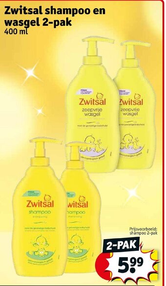 Kruidvat Zwitsal shampoo en wasgel 2-pak 400 ml aanbieding