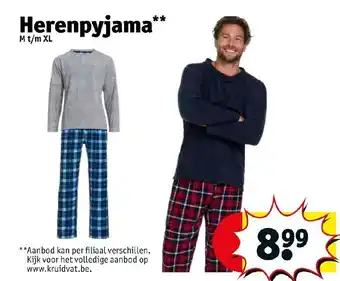 Kruidvat Herenpyjama M t/m XL aanbieding