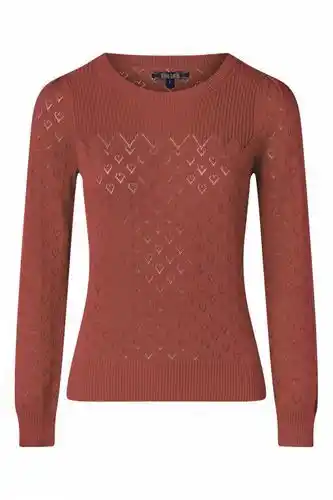 TopVintage King louie 60s bella heart ajour top in spicy brown aanbieding