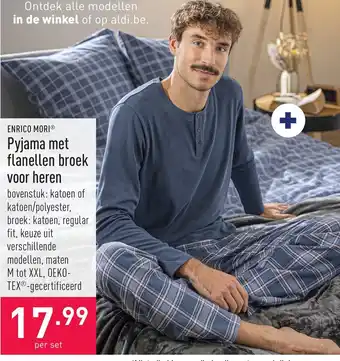 ALDI Pyjama met flanellen broek voor heren aanbieding