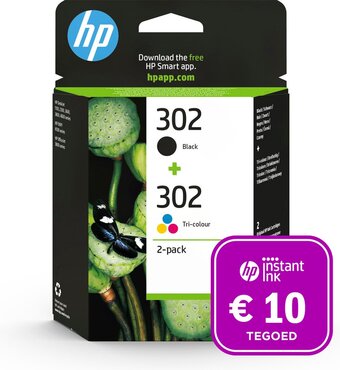 Bol.com Hp 302 - inktcartridge kleur & zwart + instant ink tegoed aanbieding