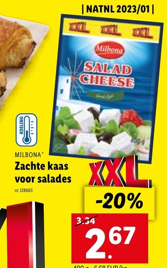 Lidl Milbona zachte kaas voor salades aanbieding