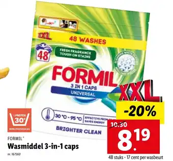 Lidl Formil wasmiddel 3-in-1 caps aanbieding