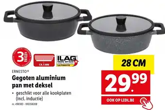 Lidl Ernesto gegoten aluminium pan met deksel 28cm aanbieding