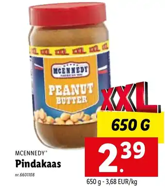 Lidl Mcennedy pindakaas 650g aanbieding