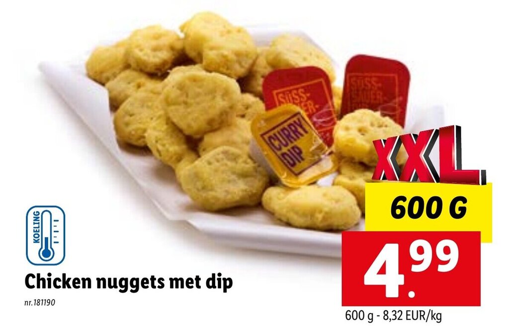 Chicken nuggets met dip 600g promotie bij Lidl