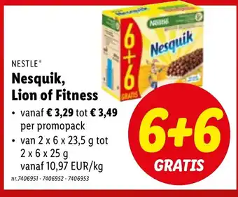 Lidl Nestle nesquik lion of fitness 6+6 gratis aanbieding