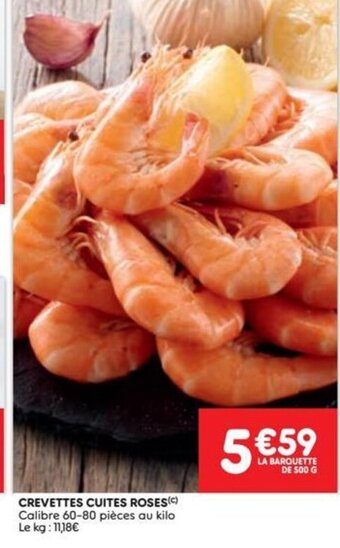 Crevettes cuites roses