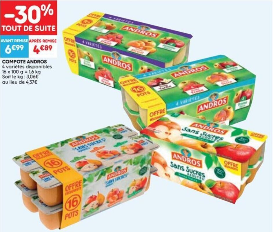 Compote andros promotie bij Leader Price