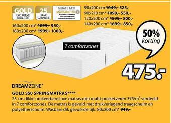 Jysk Gold s50 springmatras aanbieding