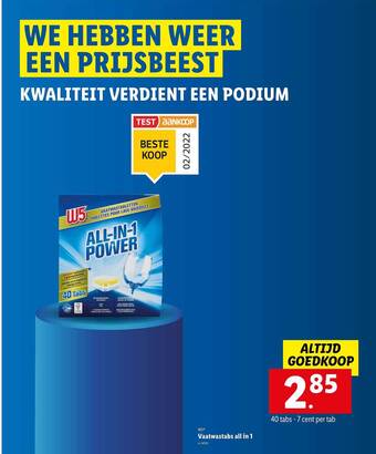 Lidl W5 vaatwastabs all in 1 aanbieding