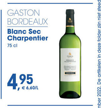 Prik en Tik Gaston bordeaux blanc sec charpentier 75cl aanbieding