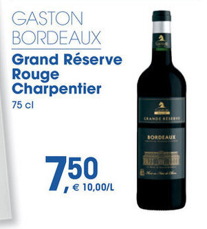 Prik en Tik Gaston bordeaux grand reserve rouge charpentier 75cl aanbieding