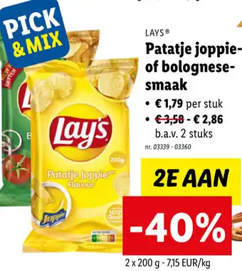 Lidl Lays patatje joppie- of bolognese- smaal aanbieding