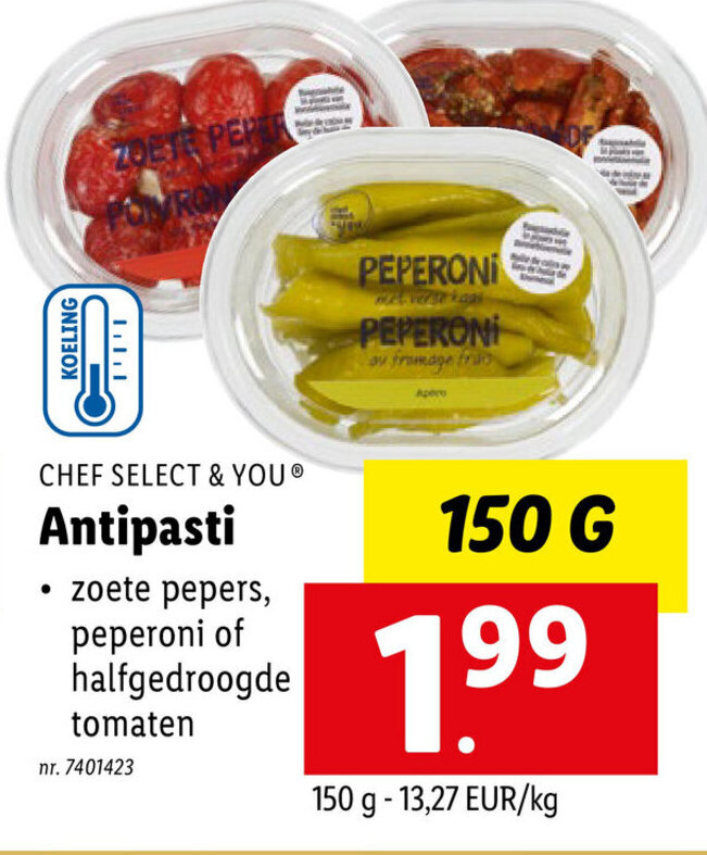 Chef select & you antipasti 150g promotie bij Lidl