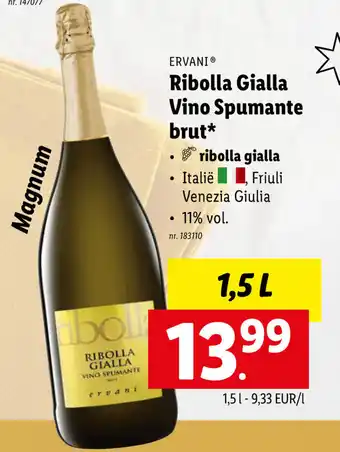 Lidl Ervani ribolla gialla vino spumante brut 1,5L aanbieding