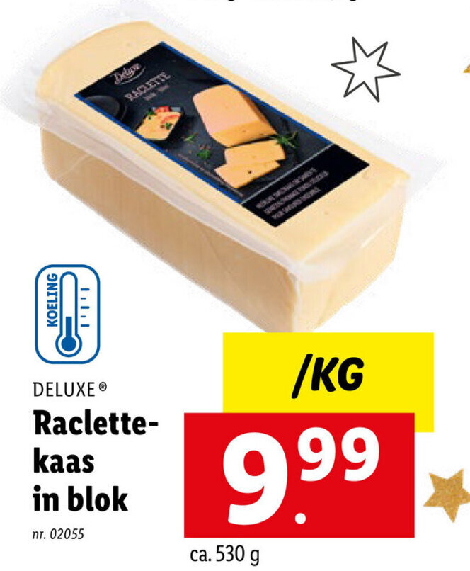 Deluxe raclette kaas in blok 530g promotie bij Lidl