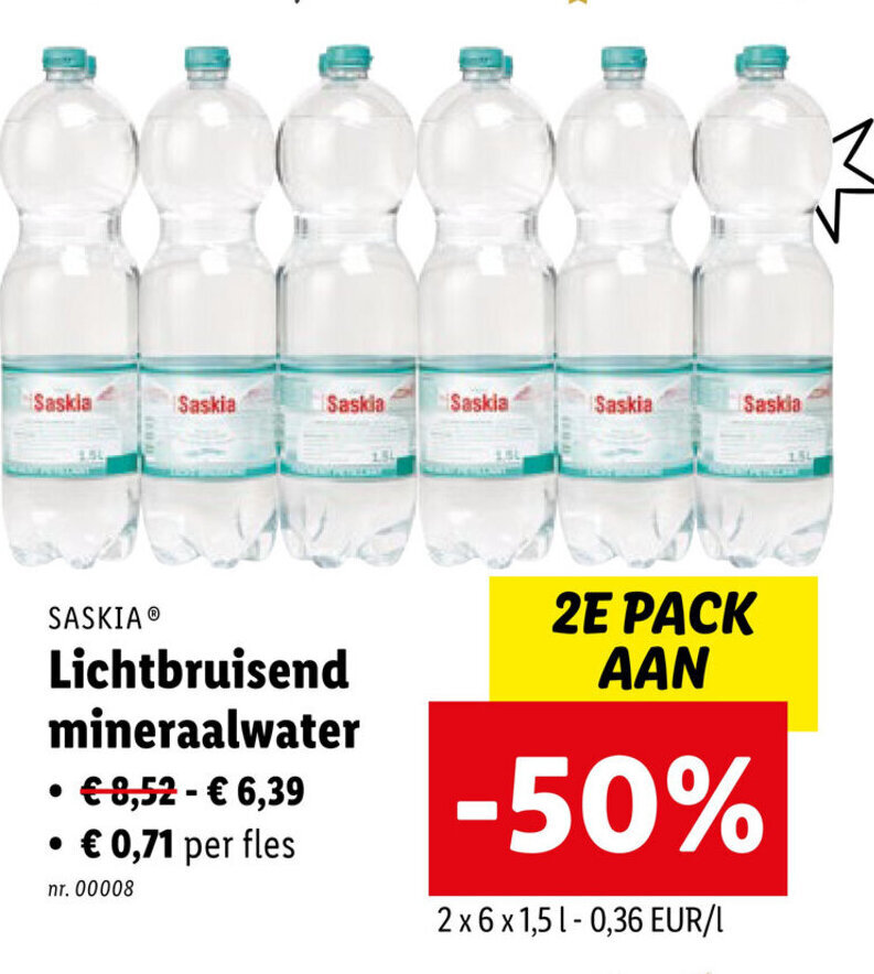 Saskia lichtbruisend mineraalwater promotie bij Lidl