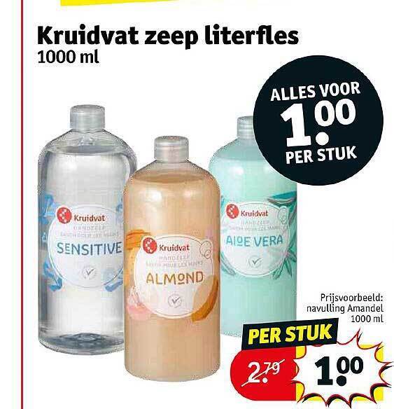 Kruidvat zeep literfles promotie bij Kruidvat