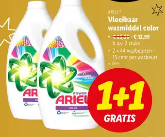 Lidl Ariel vloeibaar wasmiddel color 1+1 gratis aanbieding