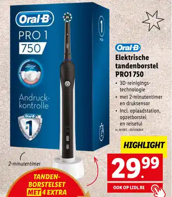 Lidl Oral-b elektrische tandenborstel PRO1 750 aanbieding