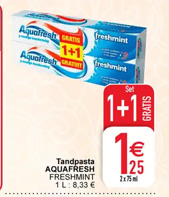Cora Tandpasta aquafresh 1+1 gratis aanbieding