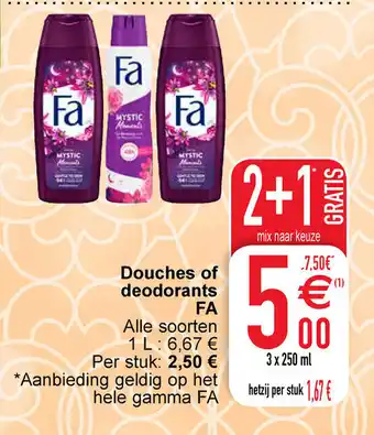 Douches of deodorants FA 2+1 gratis 3 x 250ml