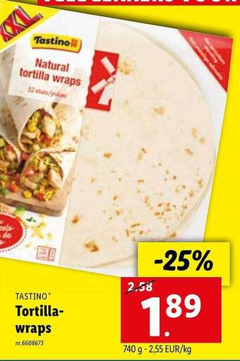 Lidl Tastino tortillawraps aanbieding