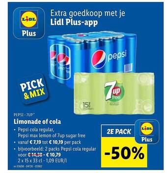 Lidl Pepsi 7up limonade of cola aanbieding