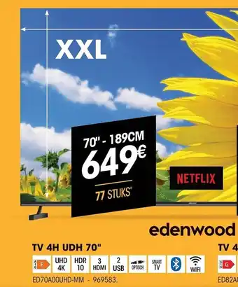 Electro Depot Edenwood tv 4h udh 70" aanbieding