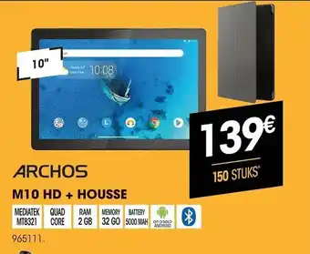 Electro Depot Archos m10 hd + housse 965111 aanbieding