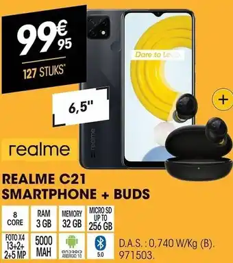 Electro Depot Realme c21 smartphone + buds aanbieding