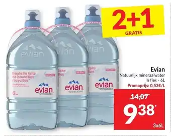 Intermarché Evian natuurlijk mineraalwater 3x6 liter aanbieding