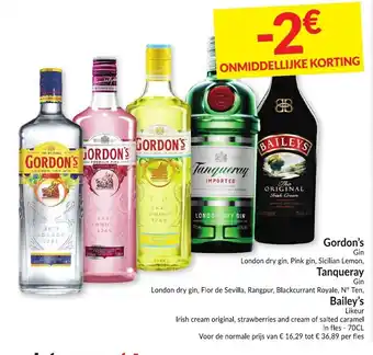 Intermarché Gordon's gin, tanqueray gin en bailey's likeur aanbieding