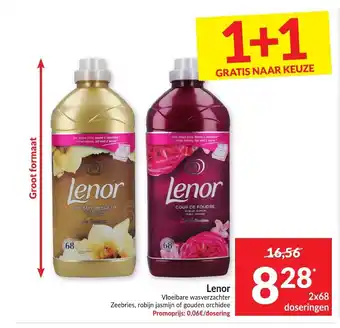 Intermarché Lenor vloeibare wasverzachter zeebries, robijn jasmijn of gouden orchidee aanbieding