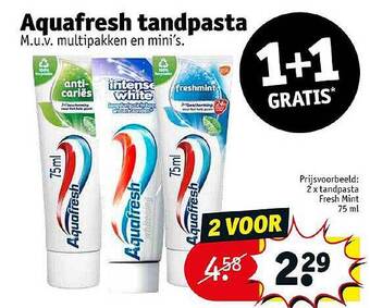 Kruidvat Aquafresh tandpasta aanbieding